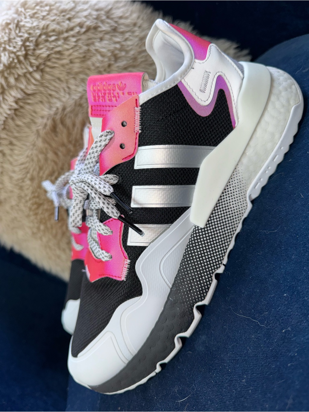 Adidas Black, White & Hot Pink Athletic Sneakers